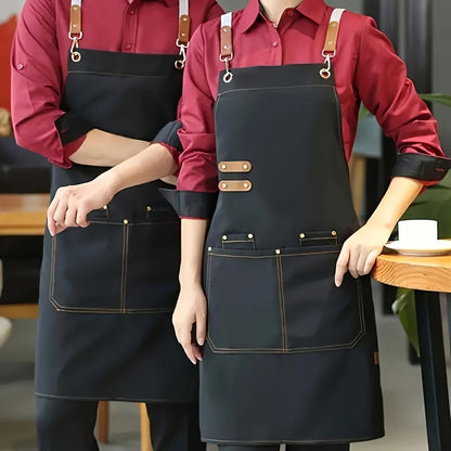 [Popular Choice] Waterproof Canvas Dining Apron with Pockets for Coffee Bars, Restaurants, and Flower Shops - Women's Waist Overalls, 1pc