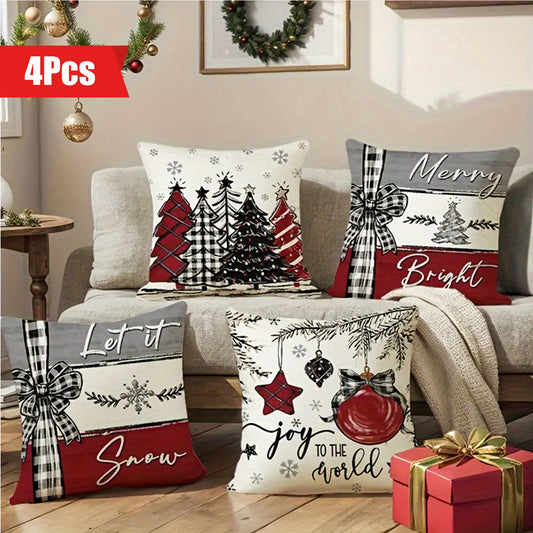 4pcs Christmas Pillow Covers