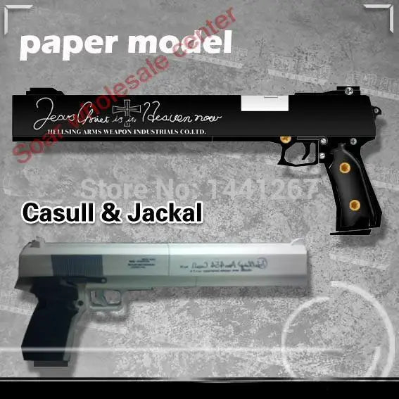 1:1 Firearms Hellsing Weapons Casull & Jackal 3D Paper Model Pistol Handmade DIY Manual Gun Toy