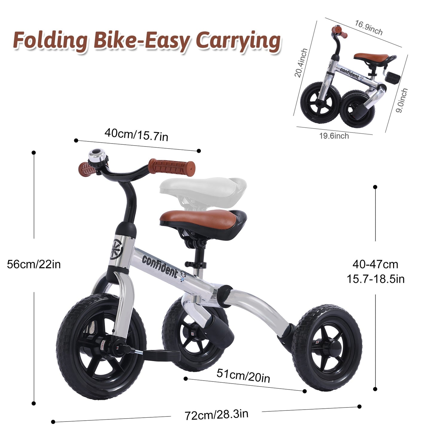 3 In 1 Tricycle For Toddlers Age 2-5 Years Old Boys Girls With Detachable Pedal And Training Wheels, Baby Balance Bike Trikes Riding Toys, Ride-on Bike Toys Bike Birthday Gift For Outdoor And Indoor