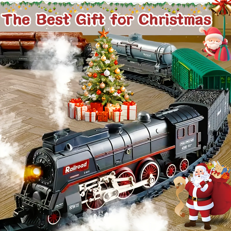 Deluxe Electric Model Train Set with Realistic Sounds, Lights & Smoke - Perfect Christmas Gift for Youngsters 3-8+ | Mixed/Black Colors